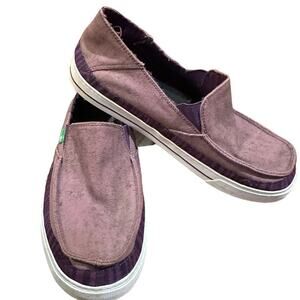 Sanuk Mens Size 9/10 Purple Slip-on Canvas Shoes